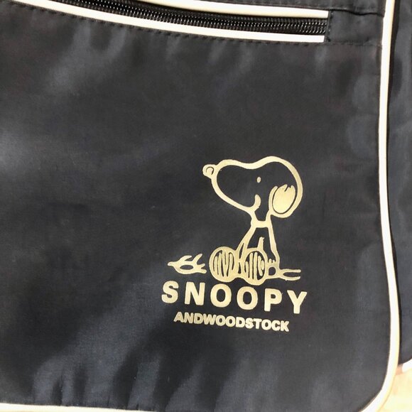 Vintage Snoopy and Woodstock Black Messenger Shoulder Bag Glow in the Dark Logo - Picture 3 of 7